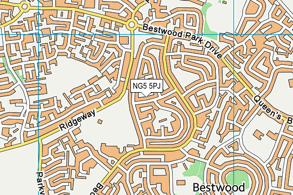 NG5 5PJ map - OS VectorMap District (Ordnance Survey)