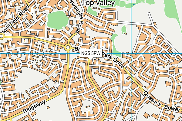 NG5 5PW map - OS VectorMap District (Ordnance Survey)