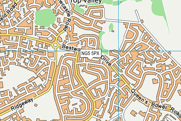 NG5 5PX map - OS VectorMap District (Ordnance Survey)