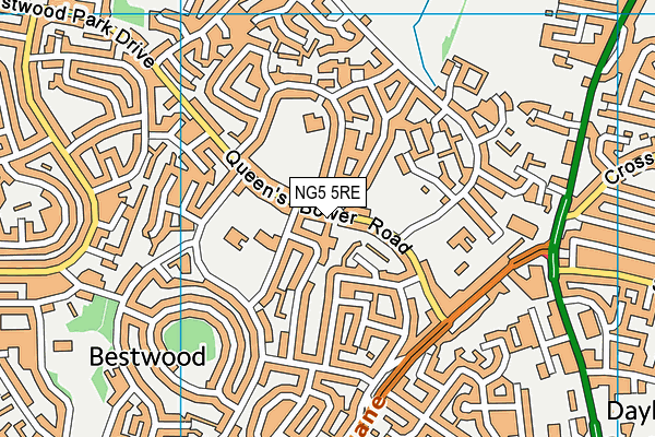 NG5 5RE map - OS VectorMap District (Ordnance Survey)