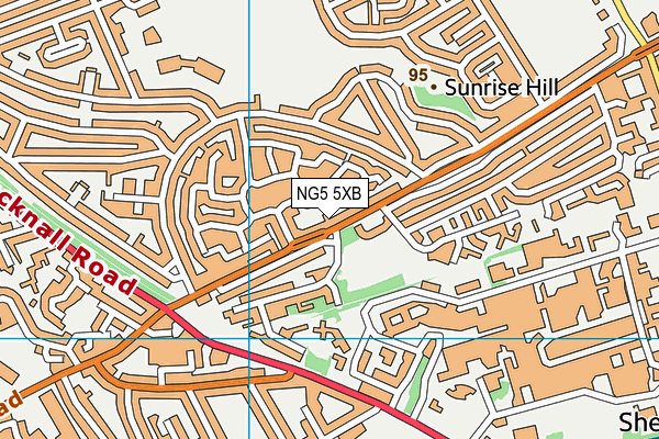 NG5 5XB map - OS VectorMap District (Ordnance Survey)