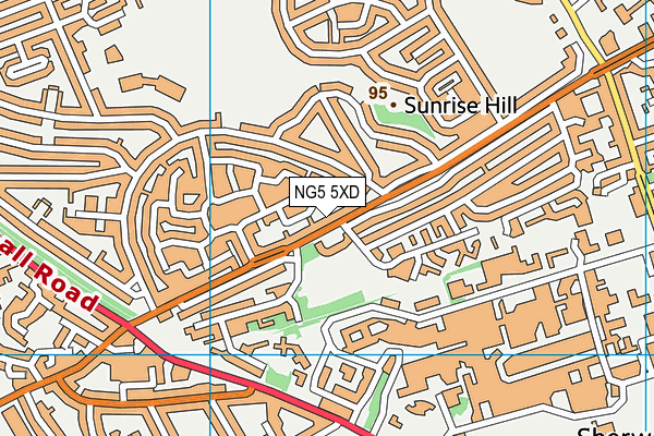 NG5 5XD map - OS VectorMap District (Ordnance Survey)