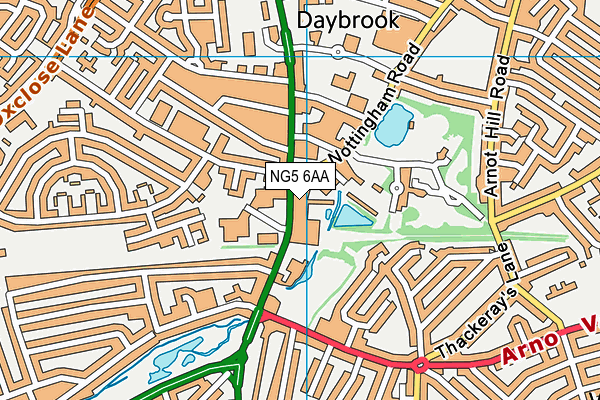 NG5 6AA map - OS VectorMap District (Ordnance Survey)