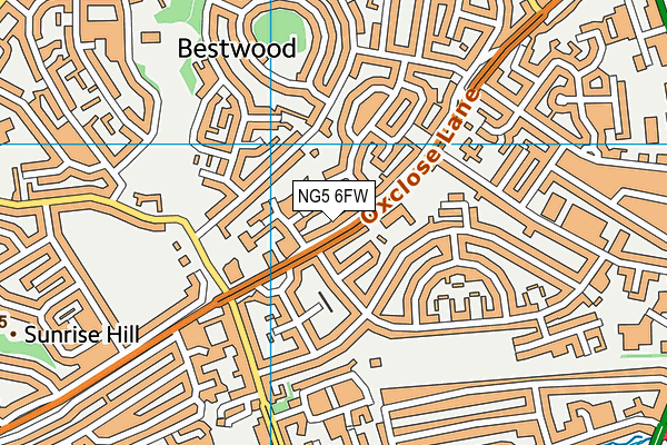 NG5 6FW map - OS VectorMap District (Ordnance Survey)