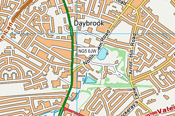 NG5 6JW map - OS VectorMap District (Ordnance Survey)