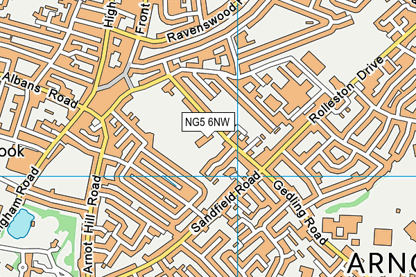 NG5 6NW map - OS VectorMap District (Ordnance Survey)