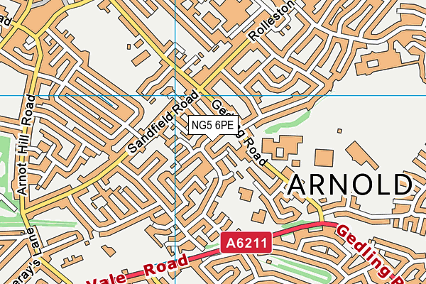 NG5 6PE map - OS VectorMap District (Ordnance Survey)
