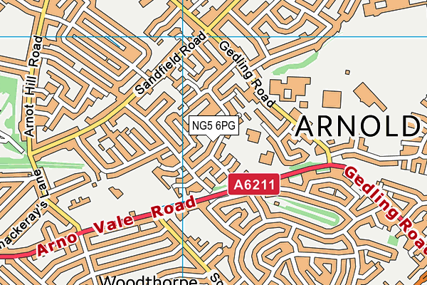 NG5 6PG map - OS VectorMap District (Ordnance Survey)