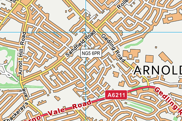 NG5 6PR map - OS VectorMap District (Ordnance Survey)