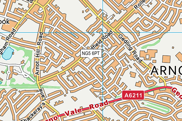 NG5 6PT map - OS VectorMap District (Ordnance Survey)