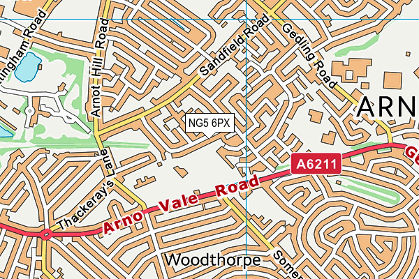 NG5 6PX map - OS VectorMap District (Ordnance Survey)