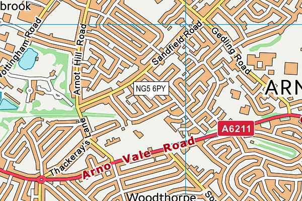 NG5 6PY map - OS VectorMap District (Ordnance Survey)