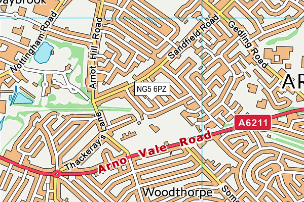 NG5 6PZ map - OS VectorMap District (Ordnance Survey)