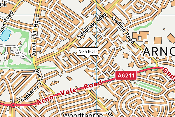 NG5 6QD map - OS VectorMap District (Ordnance Survey)