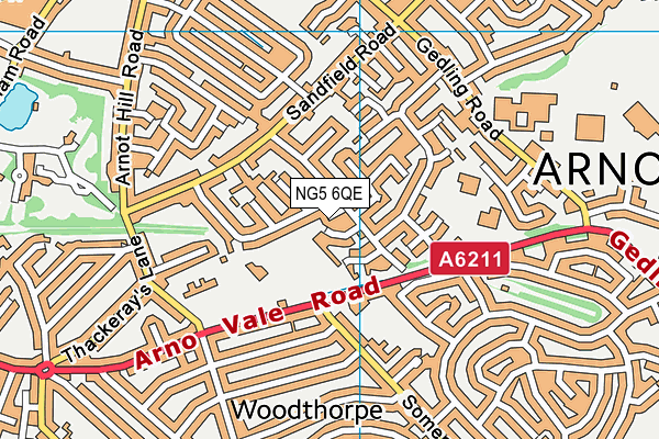 NG5 6QE map - OS VectorMap District (Ordnance Survey)