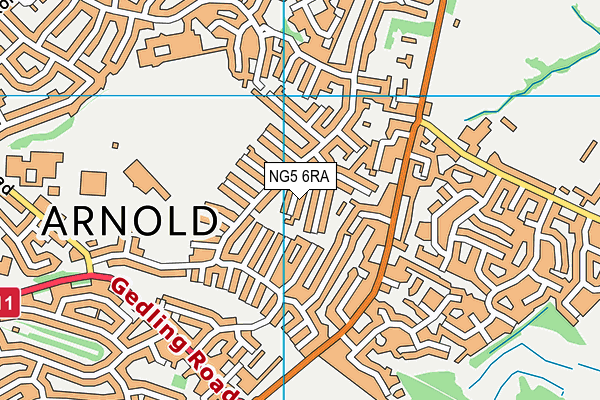 NG5 6RA map - OS VectorMap District (Ordnance Survey)