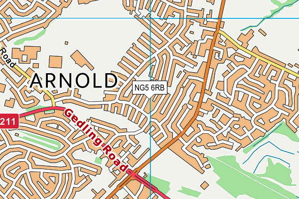 NG5 6RB map - OS VectorMap District (Ordnance Survey)