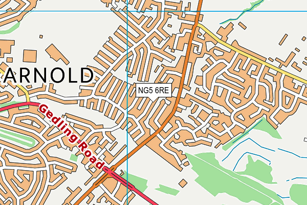 NG5 6RE map - OS VectorMap District (Ordnance Survey)