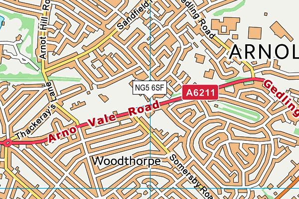 NG5 6SF map - OS VectorMap District (Ordnance Survey)