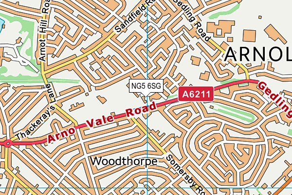 NG5 6SG map - OS VectorMap District (Ordnance Survey)