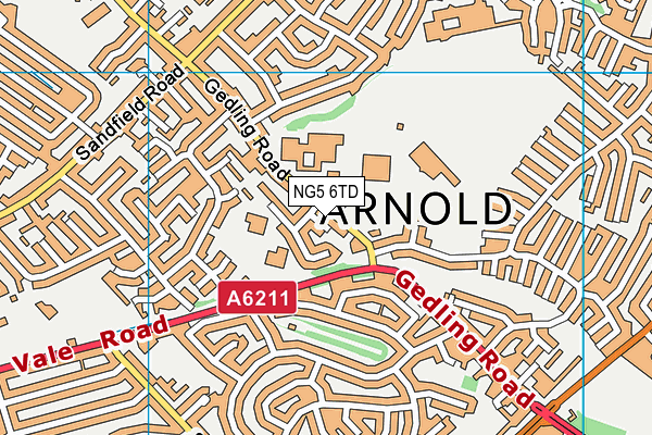 NG5 6TD map - OS VectorMap District (Ordnance Survey)