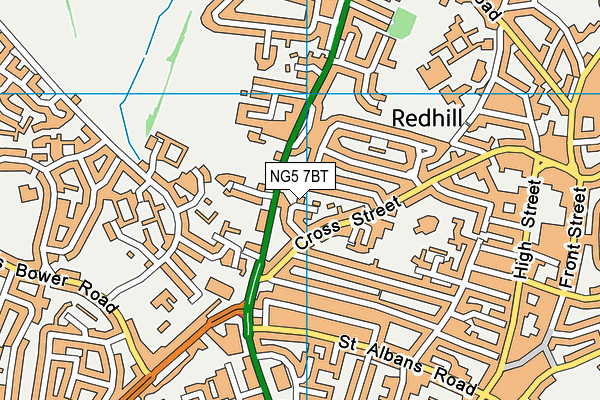 NG5 7BT map - OS VectorMap District (Ordnance Survey)