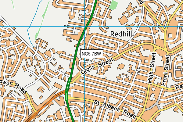 NG5 7BW map - OS VectorMap District (Ordnance Survey)