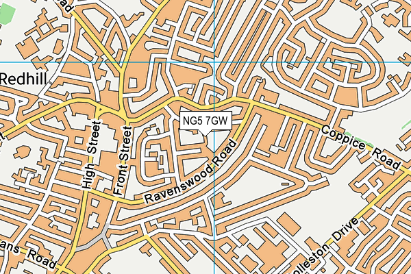 NG5 7GW map - OS VectorMap District (Ordnance Survey)