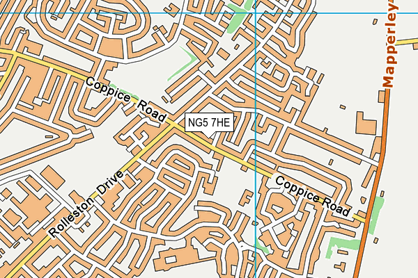 NG5 7HE map - OS VectorMap District (Ordnance Survey)