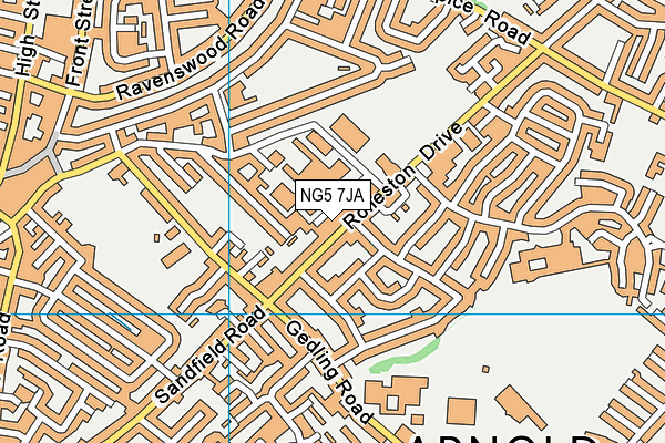 NG5 7JA map - OS VectorMap District (Ordnance Survey)