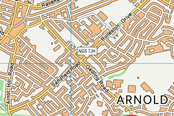 NG5 7JH map - OS VectorMap District (Ordnance Survey)