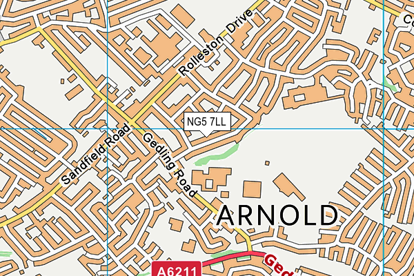 NG5 7LL map - OS VectorMap District (Ordnance Survey)