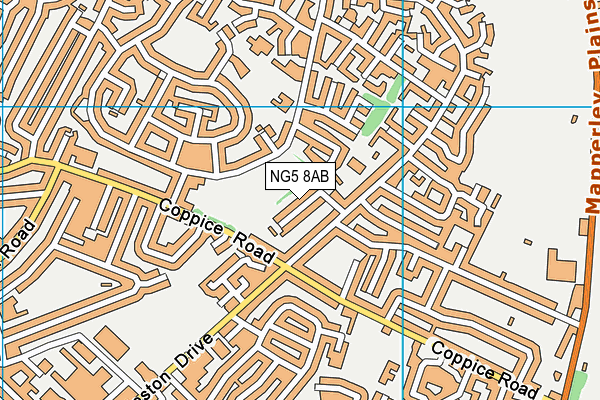 NG5 8AB map - OS VectorMap District (Ordnance Survey)