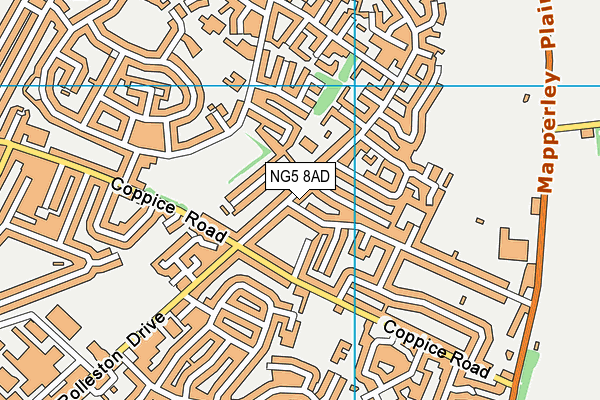 NG5 8AD map - OS VectorMap District (Ordnance Survey)