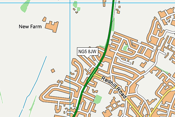 NG5 8JW map - OS VectorMap District (Ordnance Survey)