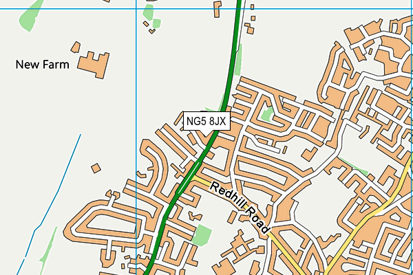 NG5 8JX map - OS VectorMap District (Ordnance Survey)