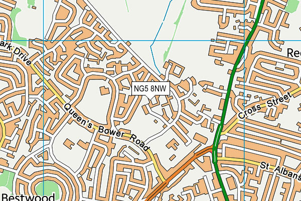 NG5 8NW map - OS VectorMap District (Ordnance Survey)