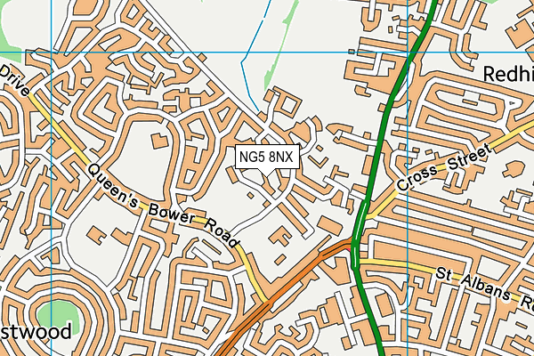 NG5 8NX map - OS VectorMap District (Ordnance Survey)