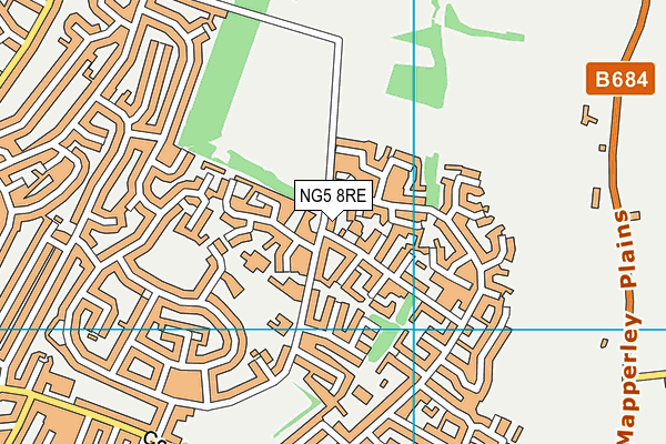 NG5 8RE map - OS VectorMap District (Ordnance Survey)