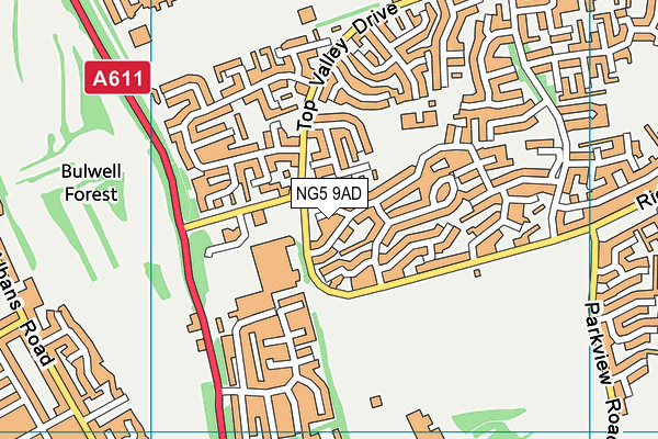 NG5 9AD map - OS VectorMap District (Ordnance Survey)