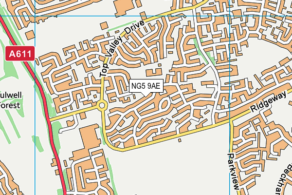 NG5 9AE map - OS VectorMap District (Ordnance Survey)