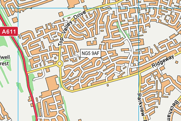 NG5 9AF map - OS VectorMap District (Ordnance Survey)