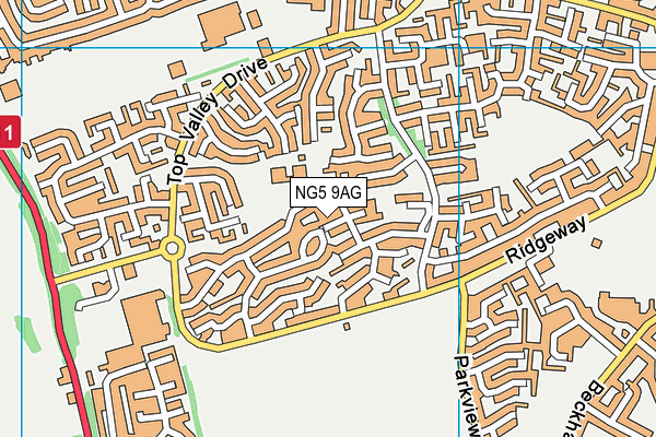 NG5 9AG map - OS VectorMap District (Ordnance Survey)