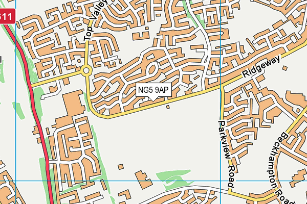 NG5 9AP map - OS VectorMap District (Ordnance Survey)
