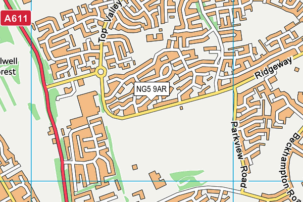 NG5 9AR map - OS VectorMap District (Ordnance Survey)