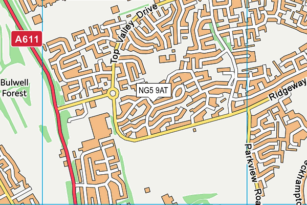 NG5 9AT map - OS VectorMap District (Ordnance Survey)