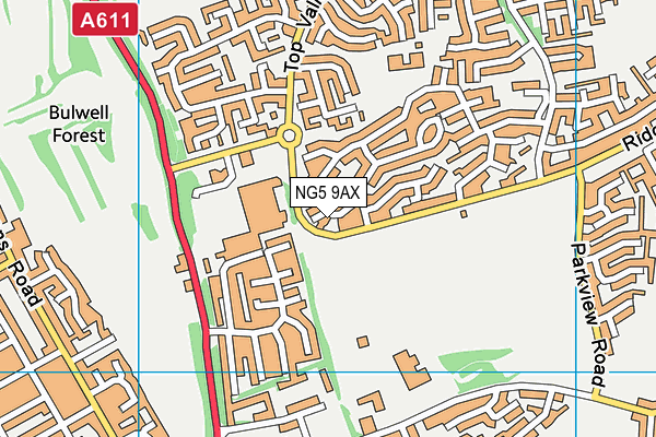 NG5 9AX map - OS VectorMap District (Ordnance Survey)