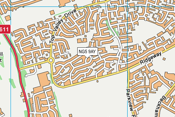 NG5 9AY map - OS VectorMap District (Ordnance Survey)