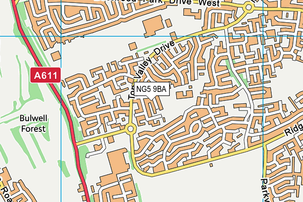 NG5 9BA map - OS VectorMap District (Ordnance Survey)