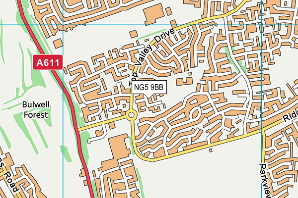 NG5 9BB map - OS VectorMap District (Ordnance Survey)